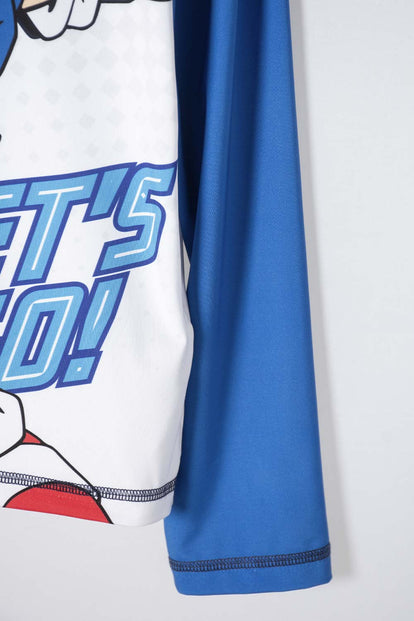 CONJUNTO DE BAÑO SONIC MANGA LARGA AZUL Y BLANCO PARA NIÑO