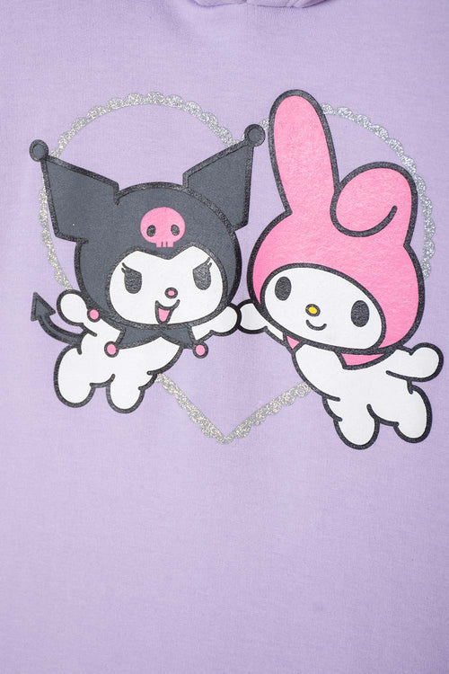 Card slide image -  VESTIDO DE MY MELODY & KUROMI CON CAPUCHA LILA PARA NIÑA