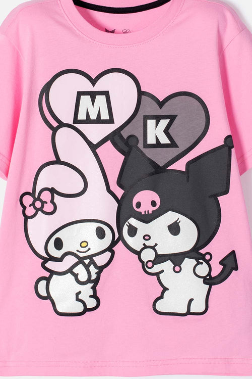 Card slide image -  CONJUNTO DE MY MELODY & KUROMI ROSADO PARA NIÑA