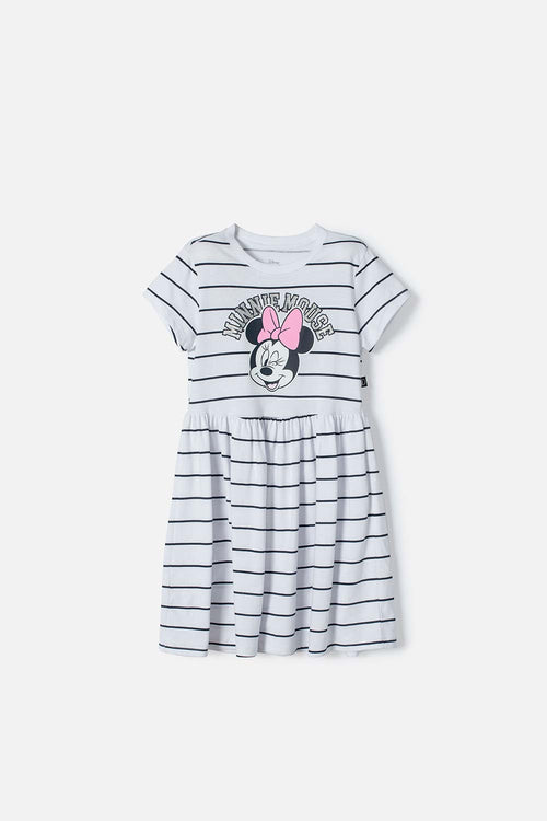 Card slide image -  VESTIDO DE MINNIE MOUSE BLANCO ESTAMPADO EN FRENTE PARA NIÑA