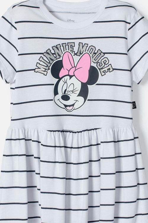Card slide image -  VESTIDO DE MINNIE MOUSE BLANCO ESTAMPADO EN FRENTE PARA NIÑA