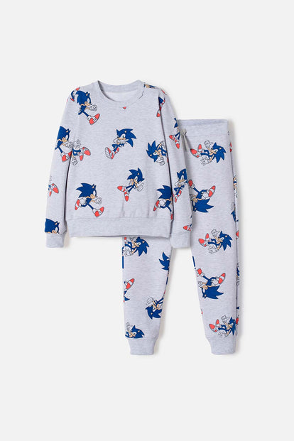 CONJUNTO DE SONIC CON PANTALÓN GRIS PARA NIÑO 