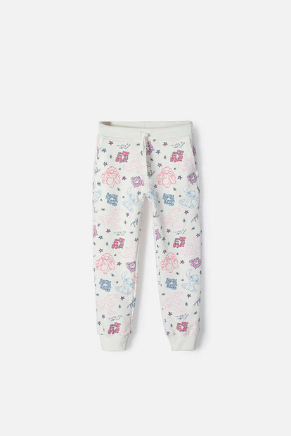  JOGGER DE STITCH CON CORDÓN MARFIL PARA NIÑA