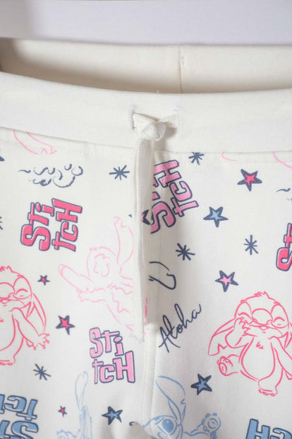  JOGGER DE STITCH CON CORDÓN MARFIL PARA NIÑA