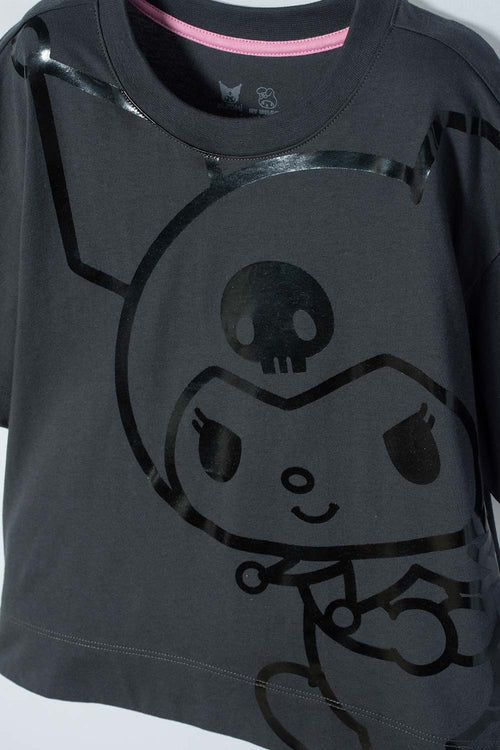 Card slide image -  CAMISETA DE MY MELODY & KUROMI GRIS MANGA CORTA PARA NIÑA