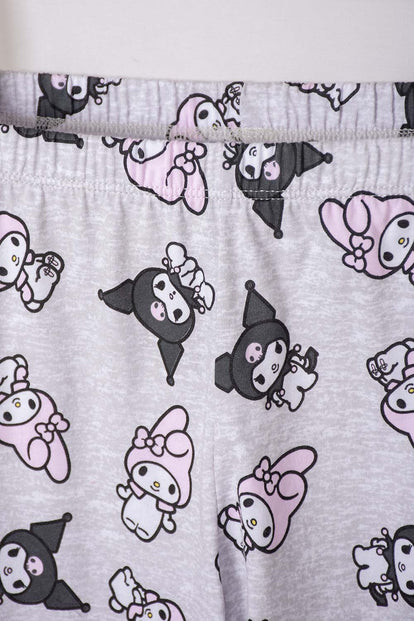 PIJAMA DE MY MELODY & KUROMI GRIS Y BLANCO PARA NIÑA