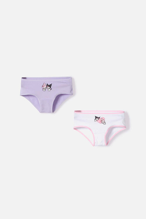 Card slide image -  PACK X2 PANTIES DE MY MELODY & KUROMI LAVANDA EN DÚO PARA NIÑA