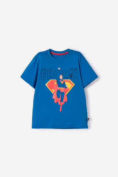  CAMISETA DE SUPERMAN AZUL ESTAMPADA PARA NIÑO