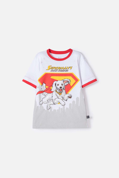Card slide image -  CAMISETA DE SUPERMAN BLANCA MANGA CORTA PARA NIÑO