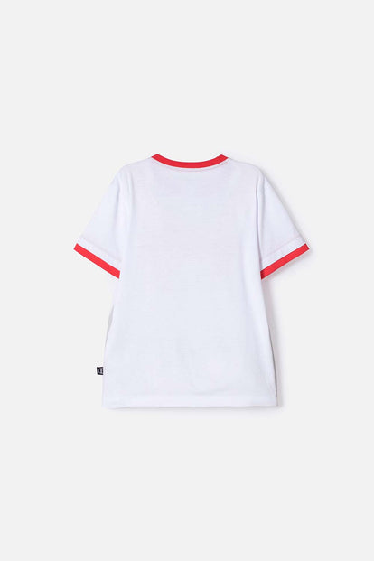 CAMISETA DE SUPERMAN BLANCA MANGA CORTA PARA NIÑO