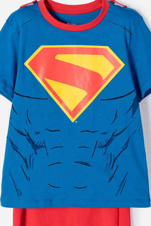 Card slide image -  PIJAMA DE SUPERMAN CON PANTALÓN LARGO AZUL Y ROJO PARA NIÑO