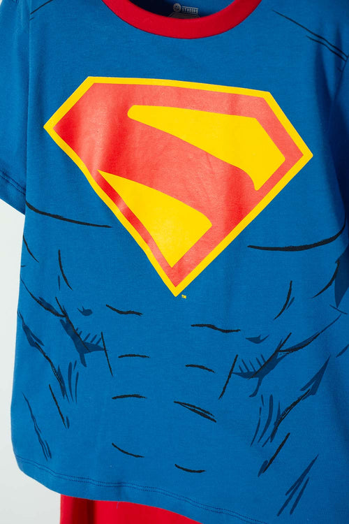 Card slide image -  PIJAMA DE SUPERMAN CON PANTALÓN LARGO AZUL Y ROJO PARA NIÑO