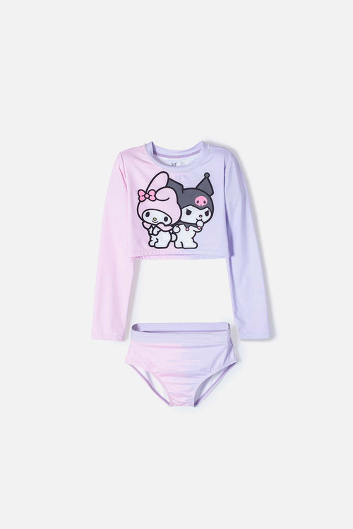 Card slide image -  CONJUNTO DE BAÑO DE MY MELODY & KUROMI ROSADO Y LAVANDA PARA NIÑA