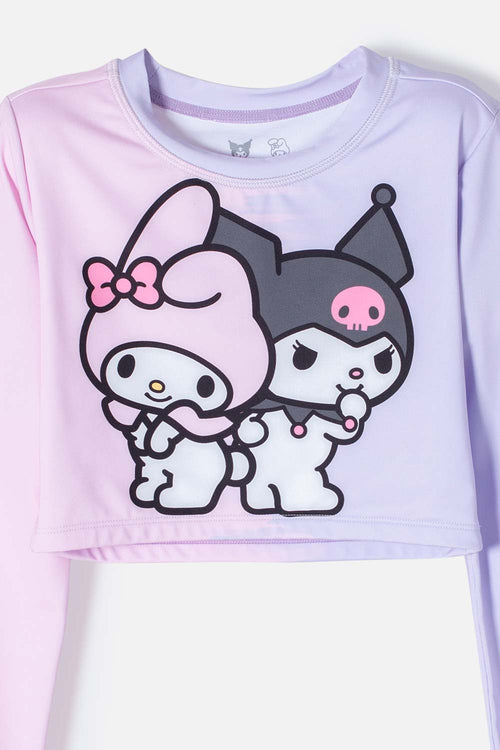 Card slide image -  CONJUNTO DE BAÑO DE MY MELODY & KUROMI ROSADO Y LAVANDA PARA NIÑA