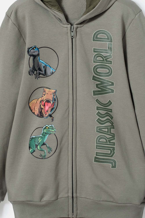 Card slide image -  BUZO DE JURASSIC WORLD VERDE CON CAPUCHA PARA NIÑO