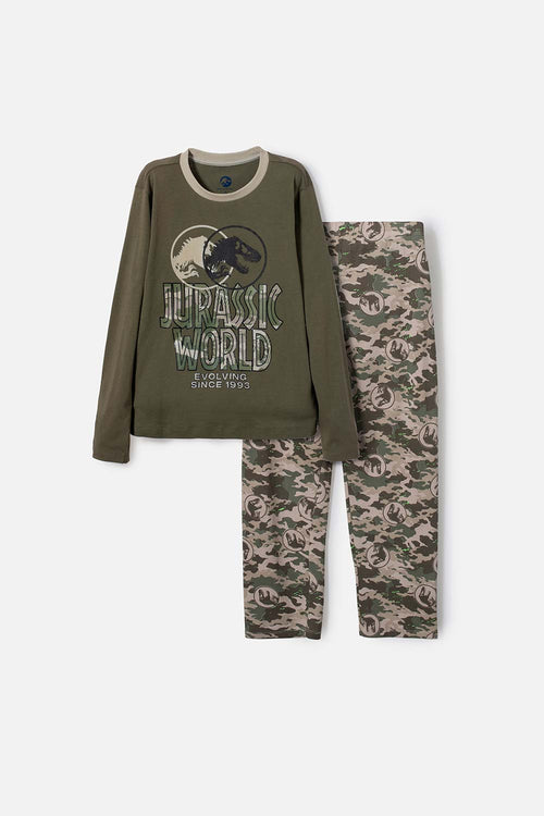 Card slide image -  PIJAMA DE JURASSIC WORLD VERDE DE MANGA LARGA PARA NIÑO