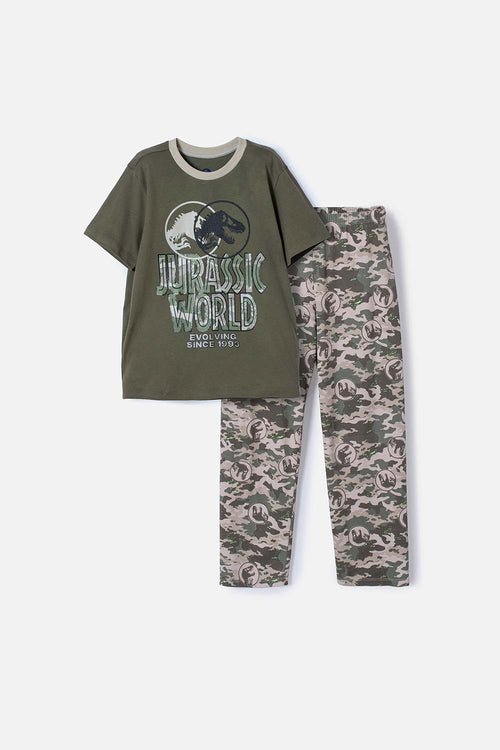 Card slide image -  PIJAMA DE JURASSIC WORLD VERDE DE CAMISETA MANGA CORTA PARA NIÑO