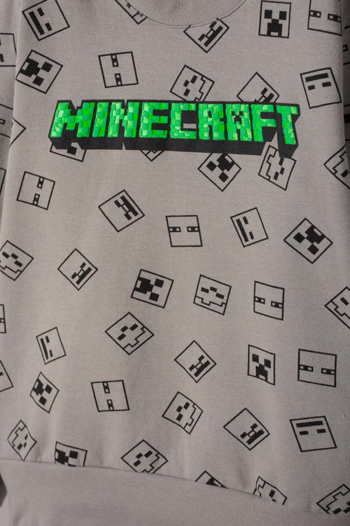 CONJUNTO DE MINECRAFT CON PANTALÓN GRIS PARA NIÑO