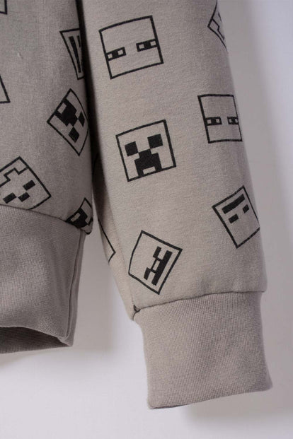 CONJUNTO DE MINECRAFT CON PANTALÓN GRIS PARA NIÑO