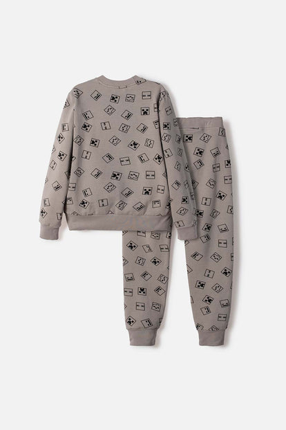 CONJUNTO DE MINECRAFT CON PANTALÓN GRIS PARA NIÑO