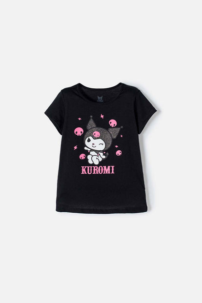  CAMISETA DE KUROMI MANGA CORTA NEGRO PARA NIÑA