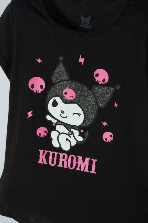 Card slide image -  CAMISETA DE KUROMI MANGA CORTA NEGRO PARA NIÑA