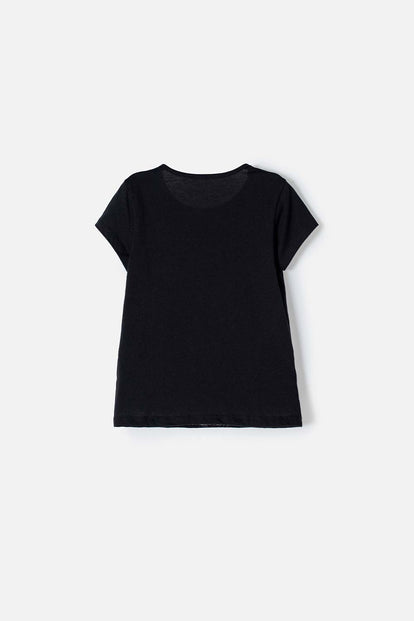 CAMISETA DE KUROMI MANGA CORTA NEGRO PARA NIÑA