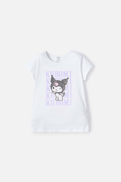 CAMISETA DE KUROMI MANGA CORTA BLANCO PARA NIÑA