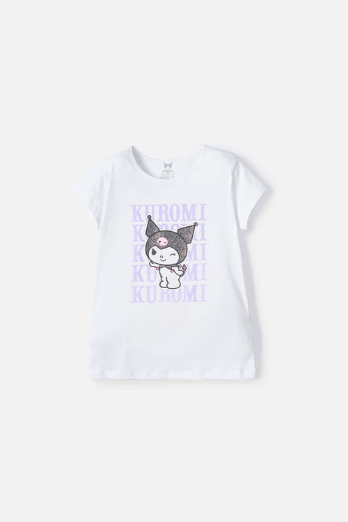Card slide image -  CAMISETA DE KUROMI MANGA CORTA BLANCO PARA NIÑA