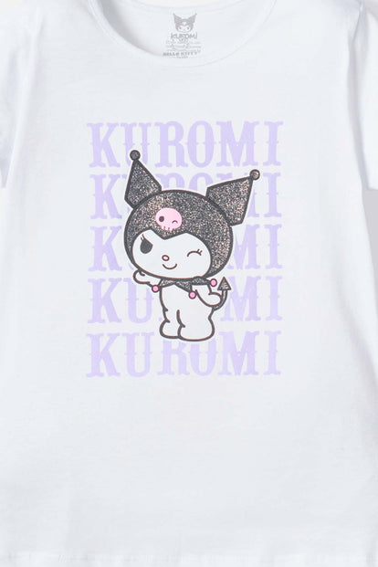  CAMISETA DE KUROMI MANGA CORTA BLANCO PARA NIÑA