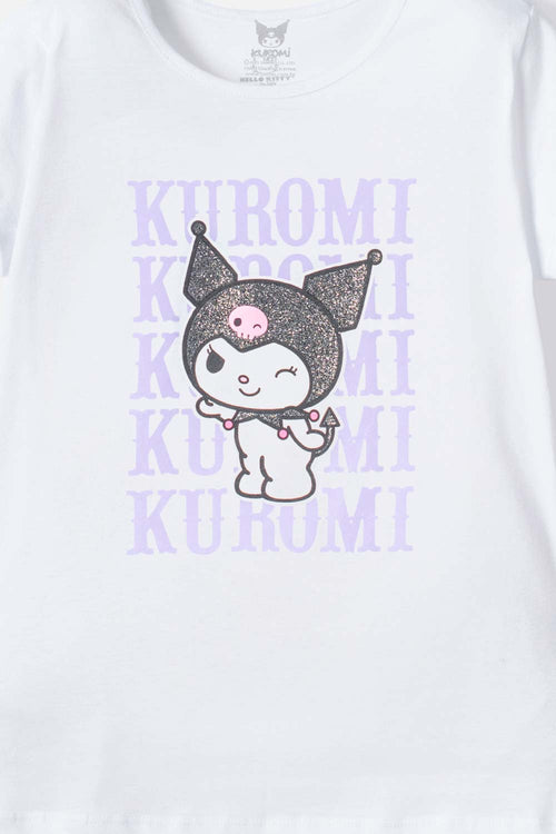 Card slide image -  CAMISETA DE KUROMI MANGA CORTA BLANCO PARA NIÑA