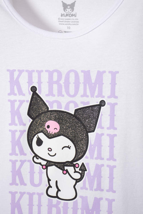 Card slide image -  CAMISETA DE KUROMI MANGA CORTA BLANCO PARA NIÑA