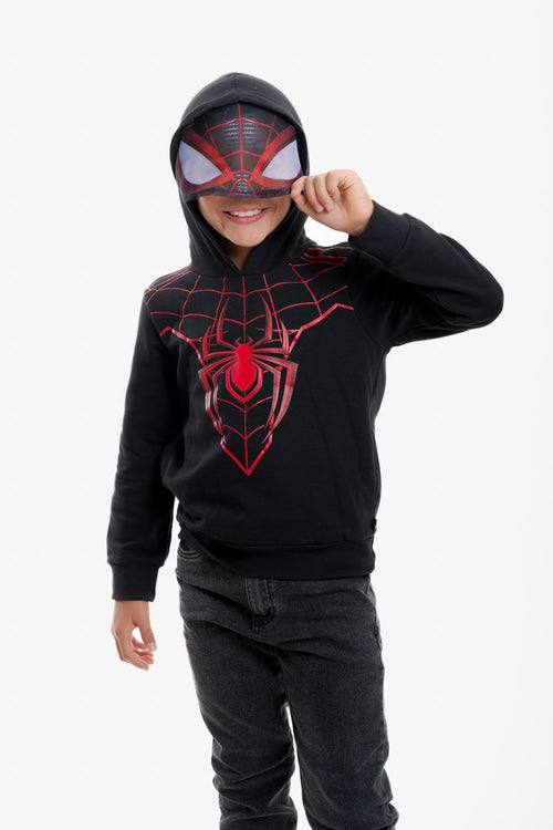 BUZO DE SPIDERMAN CON CAPUCHA NEGRO PARA NIÑO