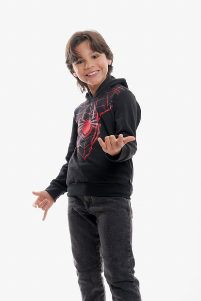 BUZO DE SPIDERMAN CON CAPUCHA NEGRO PARA NIÑO