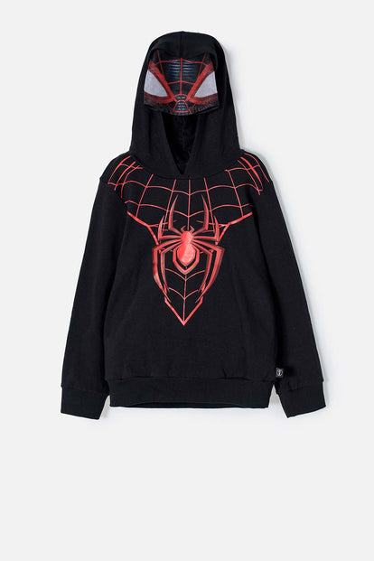 BUZO DE SPIDERMAN CON CAPUCHA NEGRO PARA NIÑO
