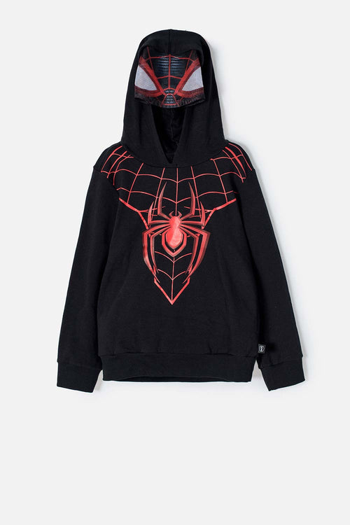 BUZO DE SPIDERMAN CON CAPUCHA NEGRO PARA NIÑO