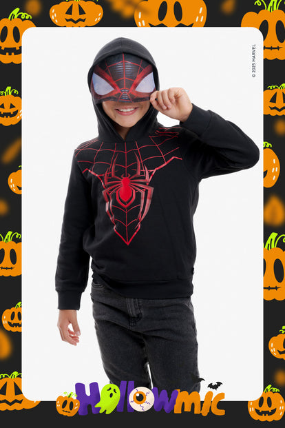 BUZO DE SPIDERMAN CON CAPUCHA NEGRO PARA NIÑO