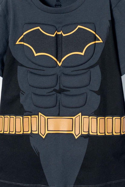 CAMISETA DE BATMAN CON CAPA GRIS Y NEGRO PARA NIÑO