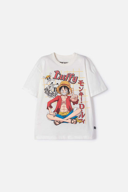 CAMISETA DE ONE PIECE MANGA CORTA MARFIL PARA TEEN NIÑO