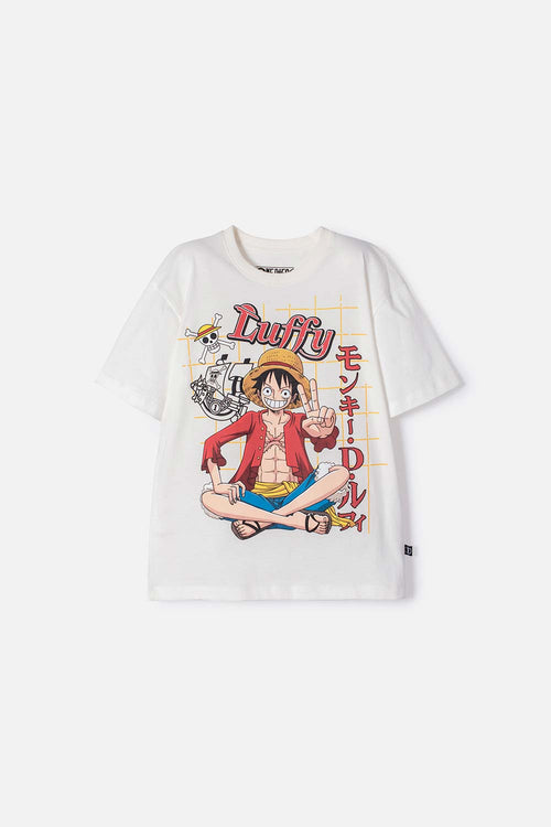 CAMISETA DE ONE PIECE MANGA CORTA MARFIL PARA TEEN NIÑO