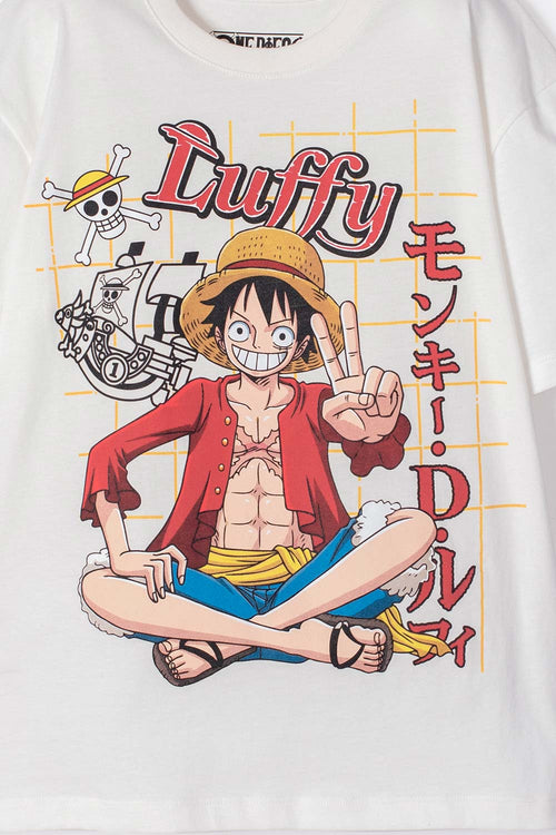 CAMISETA DE ONE PIECE MANGA CORTA MARFIL PARA TEEN NIÑO