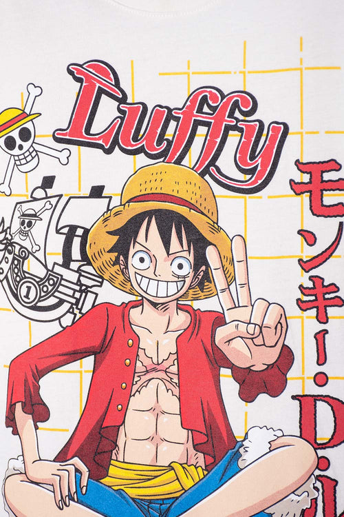 CAMISETA DE ONE PIECE MANGA CORTA MARFIL PARA TEEN NIÑO