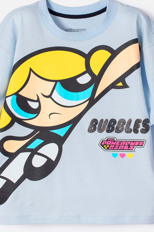 Card slide image -  CAMISETA DE LAS CHICAS SUPERPODEROSAS AZUL PARA NIÑA