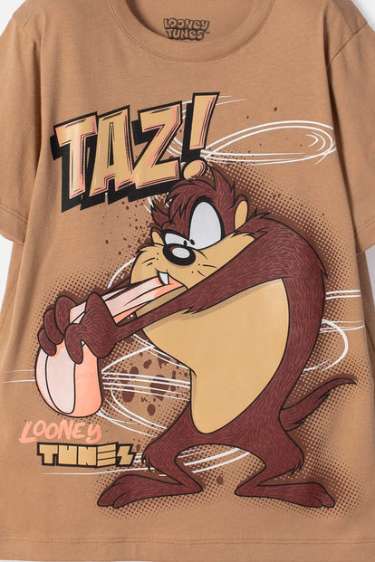  CAMISETA LOONEY TUNES MANGA CORTA CARAMELO PARA NIÑO