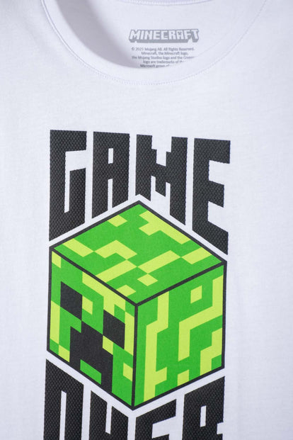  CAMISETA DE MINECRAFT MANGA CORTA BLANCO PARA NIÑA