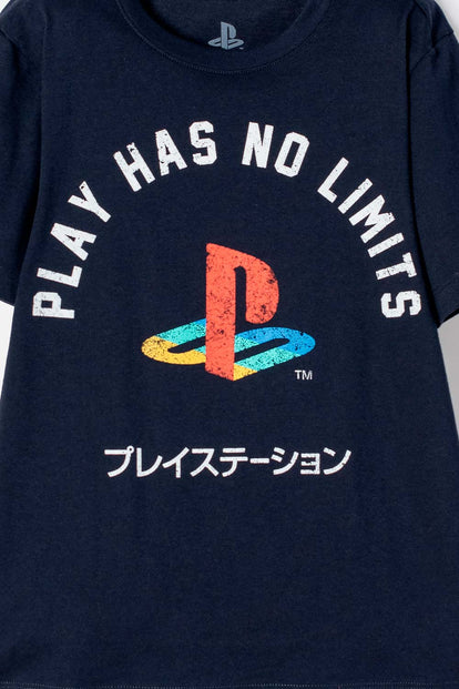 CAMISETA DE PLAY STATION MANGA CORTA AZUL PARA NIÑO