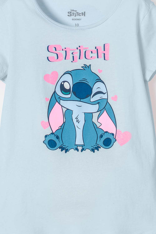 Card slide image -  CAMISETA DE STITCH MANGA CORTA AZUL PARA NIÑA