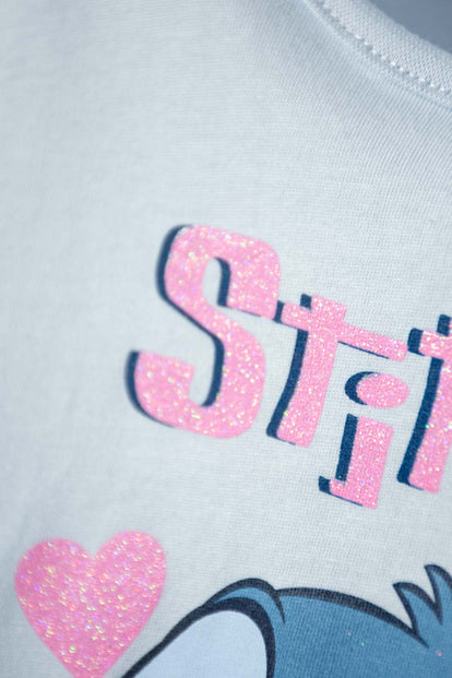 CAMISETA DE STITCH MANGA CORTA AZUL PARA NIÑA