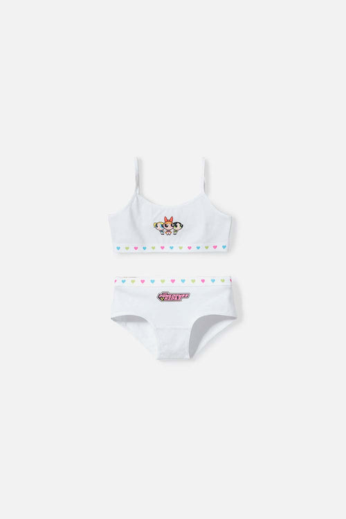 Card slide image -  CONJUNTO DE TOP Y PANTY DE LAS CHICAS SUPERPODEROSAS BLANCO  PARA NIÑA