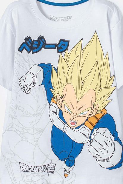  CAMISETA DE DRAGON BALL MANGA CORTA BLANCO PARA NIÑO
